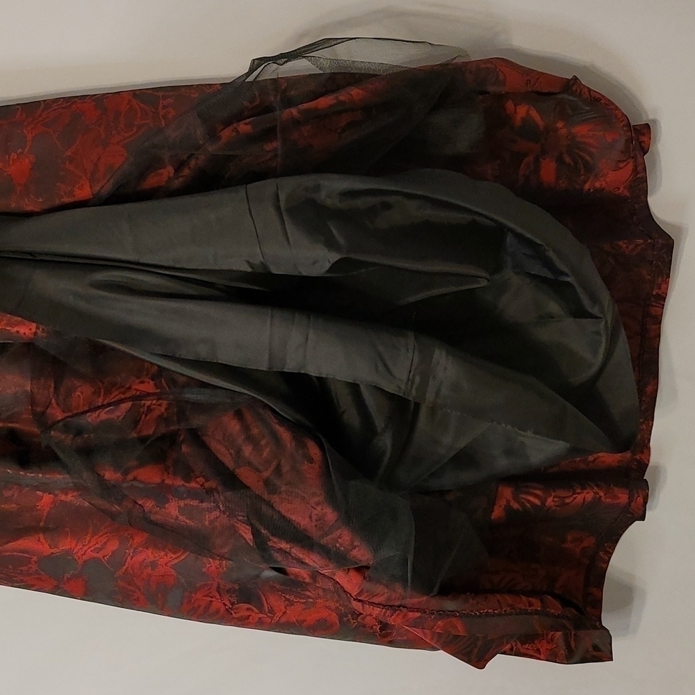Jessica Howard Women's Black Red Floral Long Skirt - Picture 9 of 15